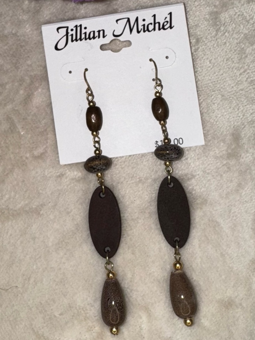 NEW Brown Beaded Bohemian Dangle Earrings